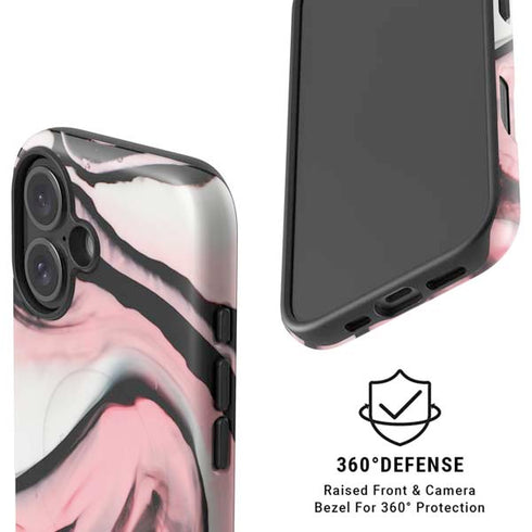 Pink Marble Ink iPhone 16 Plus Magsafe Impact Case